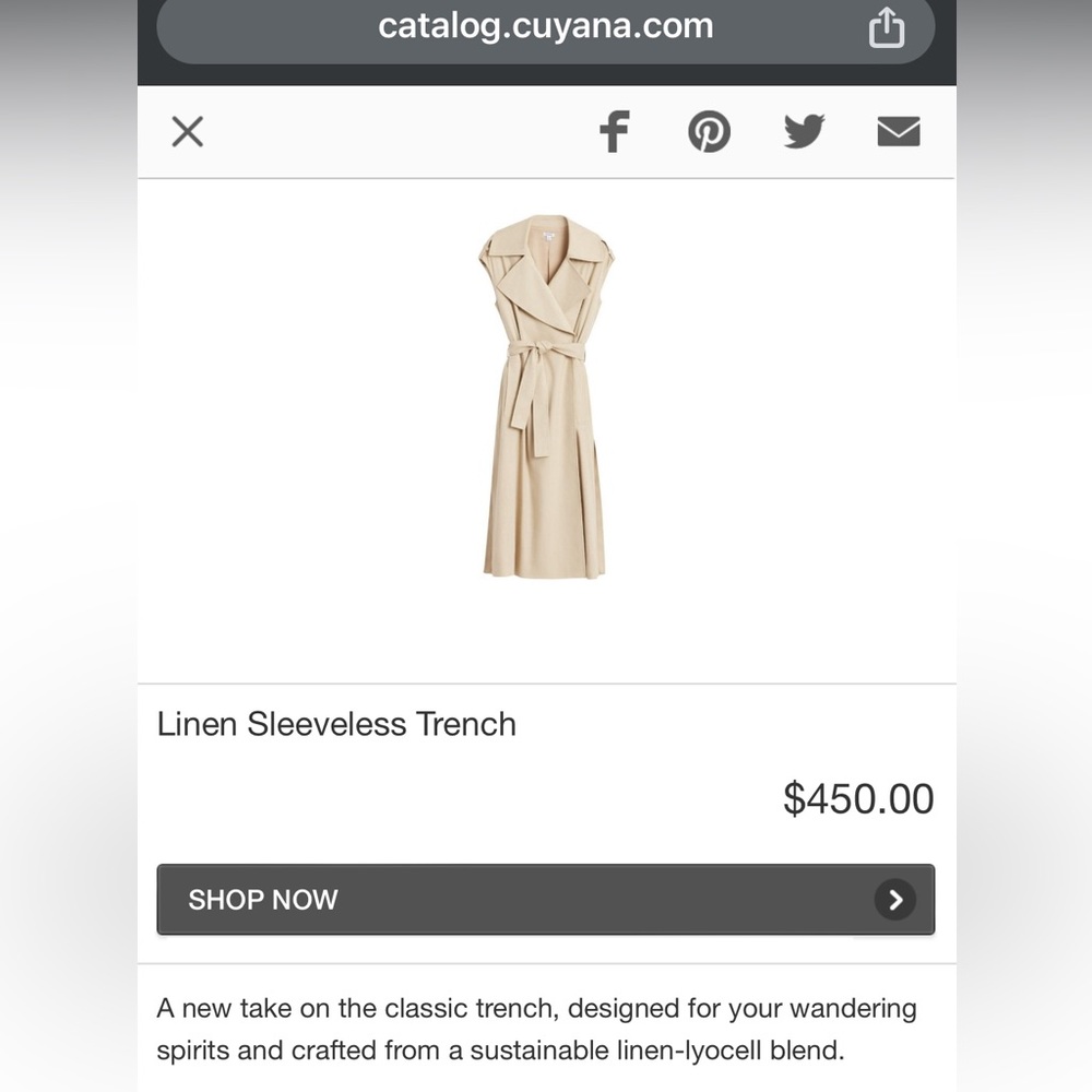 Cuyana Linen Sleeveless Trench- Summer Edition 2020
